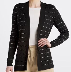 LETY & ME Quincy Lightweight Stitched Cardigan - Black